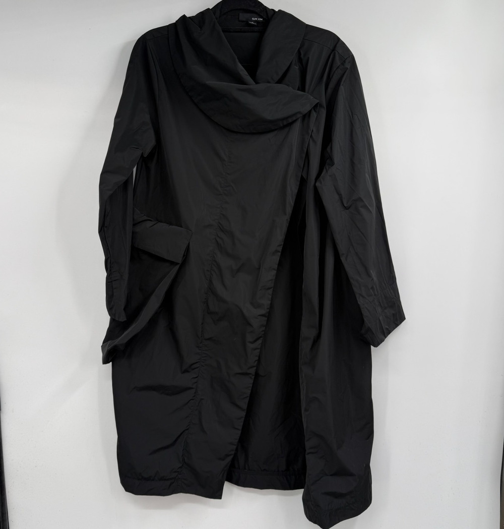 Sun Kim Draped Cowl Neck Jacket Womens S Black Asymmetrical Lightweight